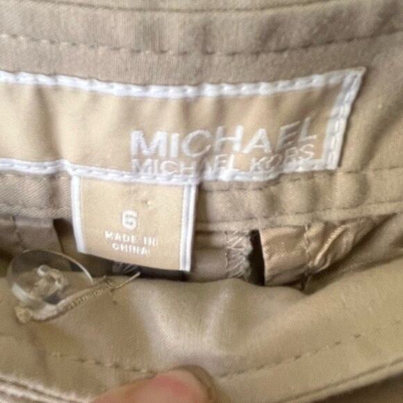 NEW Michael Kors | Tan Khaki Pants Gold Chain Detail Size 6 - Picture 3 of 8